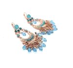 Earrings By Mariana Woman Boho Chic Aquamarine and Blue Zircon Swarovski Crystals - Image 2