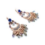 Earrings by Mariana Woman Beautiful Royal Blue and Purple Swarovski Crystals - Image 3