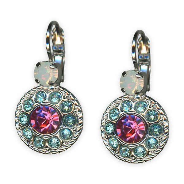Earrings by Mariana Banana Split Coll. Charming Rose, Aquamarine, & White Opal Austrian Crystals