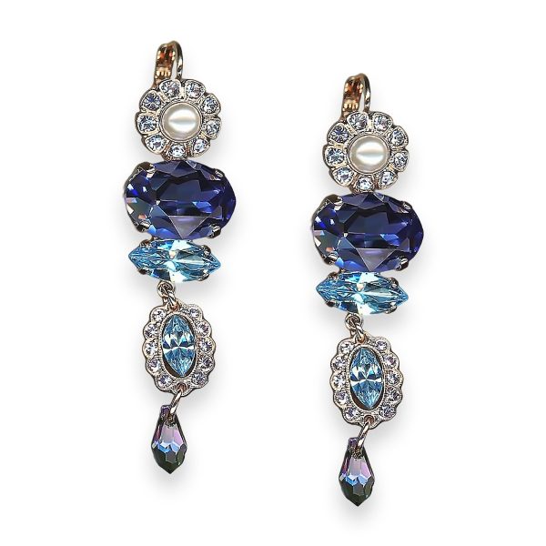 Earrings by Mariana Electric Blue Coll. Elegant Denim Blue, Royal Purple, Pearl, Aquamarine, & Luminous Green Austrian Crystals