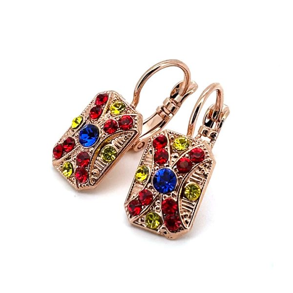 Earrings By Mariana Woman Elegant Royal Blue and Siam Swarovski Crystals