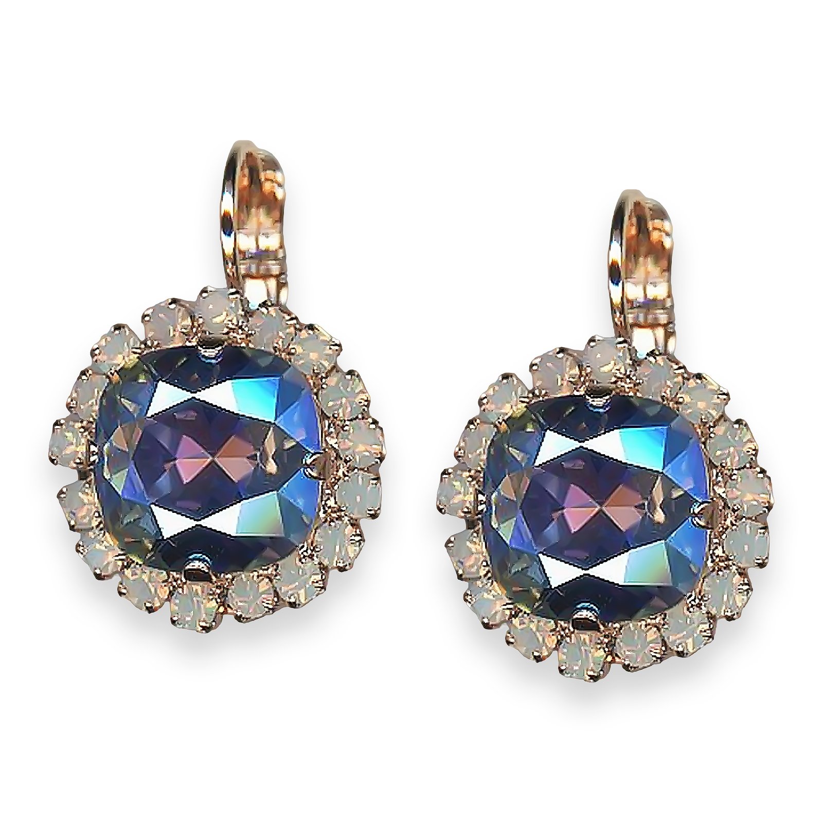 E-1080-4-1163-RG6 (1) Earrings By Mariana Electric Blue Coll. Glamorous Denim Blue and White Opal Swarovski Crystals - Image 1