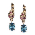 Earrings by Mariana Banana Split Coll. Simply Elegant Aquamarine & Rose Austrian Crystals