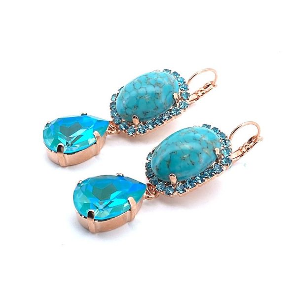 Earrings By Mariana Woman Elegant Turquoise and Laguna Delight Swarovski Crystals
