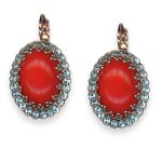 Earrings by Mariana Pretty Woman Coll. Glamorous Red Coral & Aqua Blue Austrian Crystals - Image 2