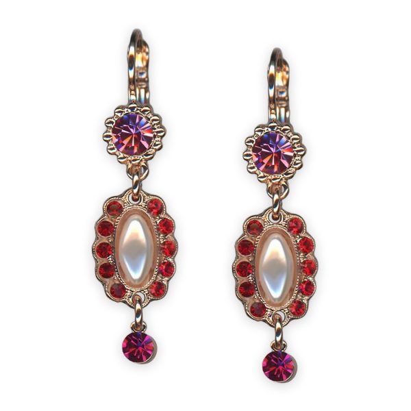 Earrings by Mariana Roxanne Coll. Gorgeous Siam, Rose, Fuchsia, & Pearl Austrian Crystals