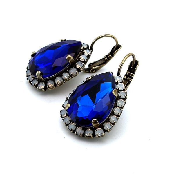 Earrings By Mariana Woman Stunning Sapphire and White Opal Swarovski Crystals