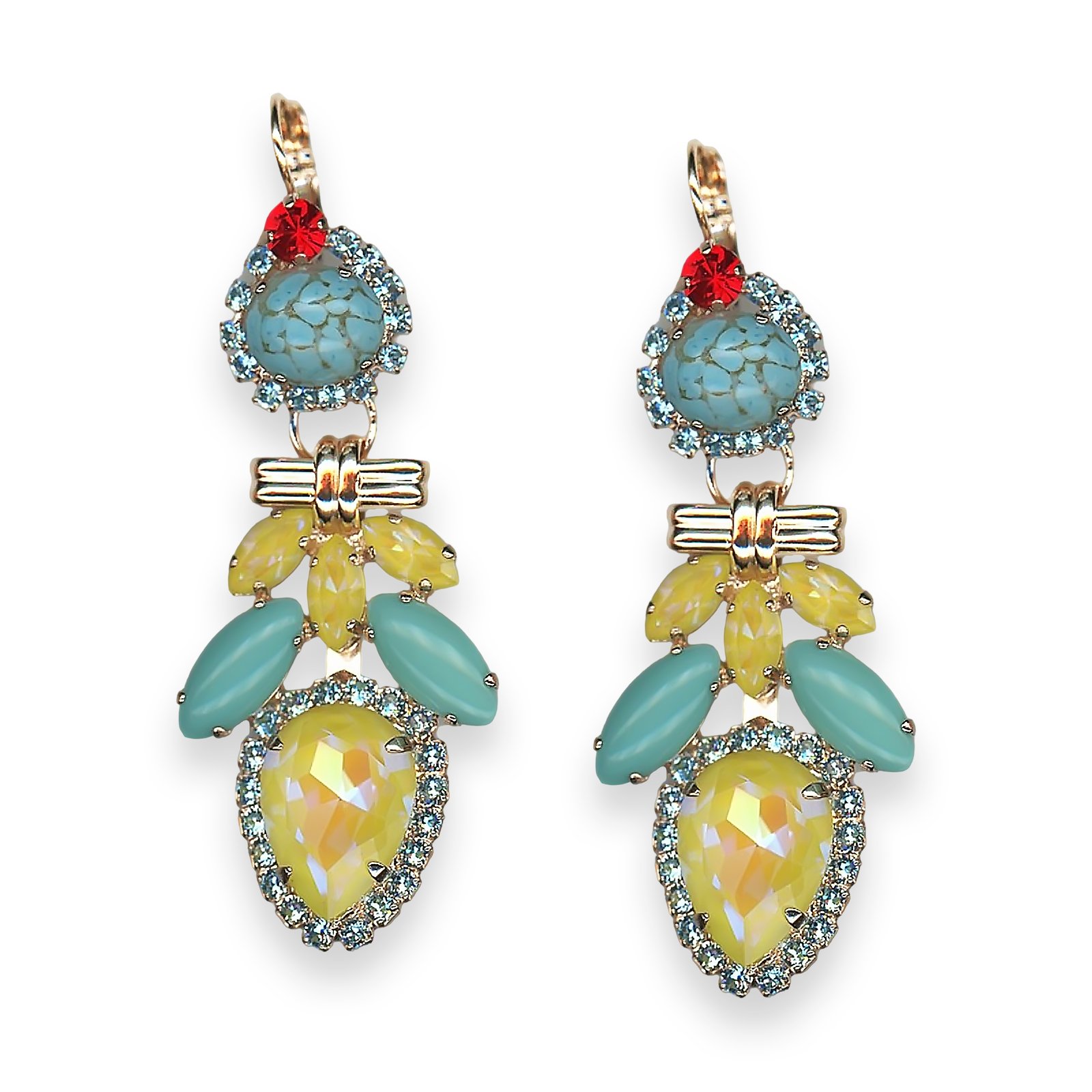 E-1098-4-1161-RG6 (1) Earrings by Mariana Pretty Woman Coll. Exquisite Turq, Siam, Aquamarine, & Sunshine Delight Austrian Crystals - Image 1