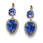 Earrings by Mariana Electric Blue Coll. Dangling Royal Blue & White Opal Austrian Crystals - Image 3