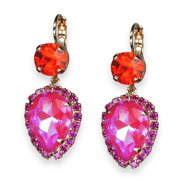 Earrings by Mariana Roxanne Coll. Elegant Siam, Sun Kissed Blush, & Fuchsia Austrian Crystals