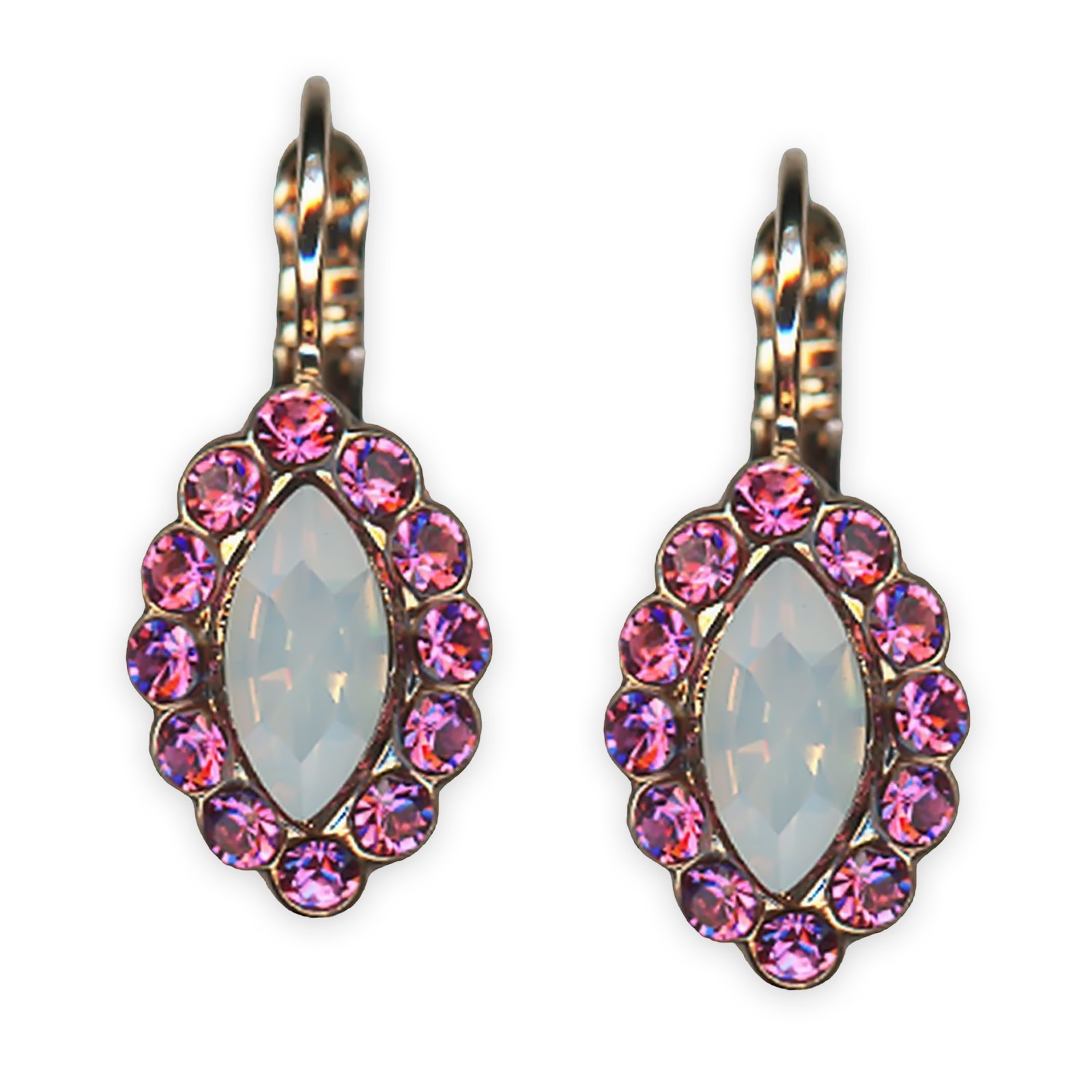 E-1115-1-1146-RG6 (1) Earrings by Mariana Banana Split Coll. Beautiful White Opal & Rose Austrian Crystals - Image 1