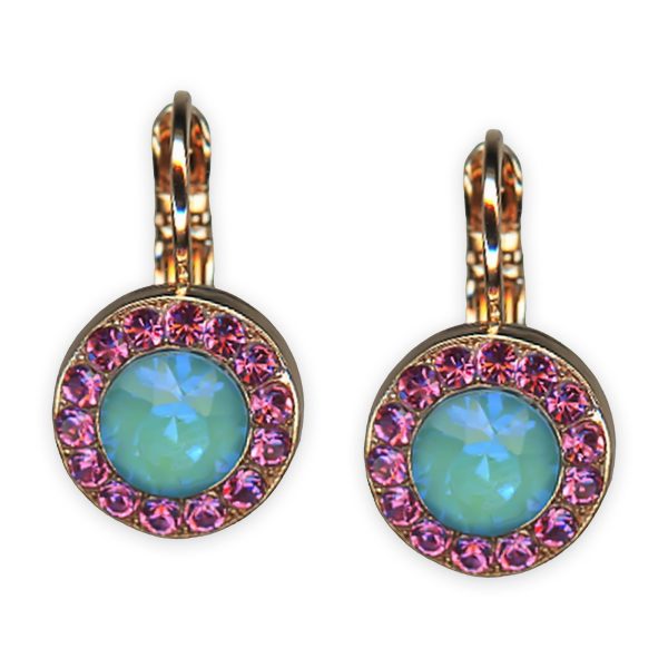 Earrings by Mariana Banana Split Coll. Shimmering Sun Kissed Aqua & Rose Austrian Crystals