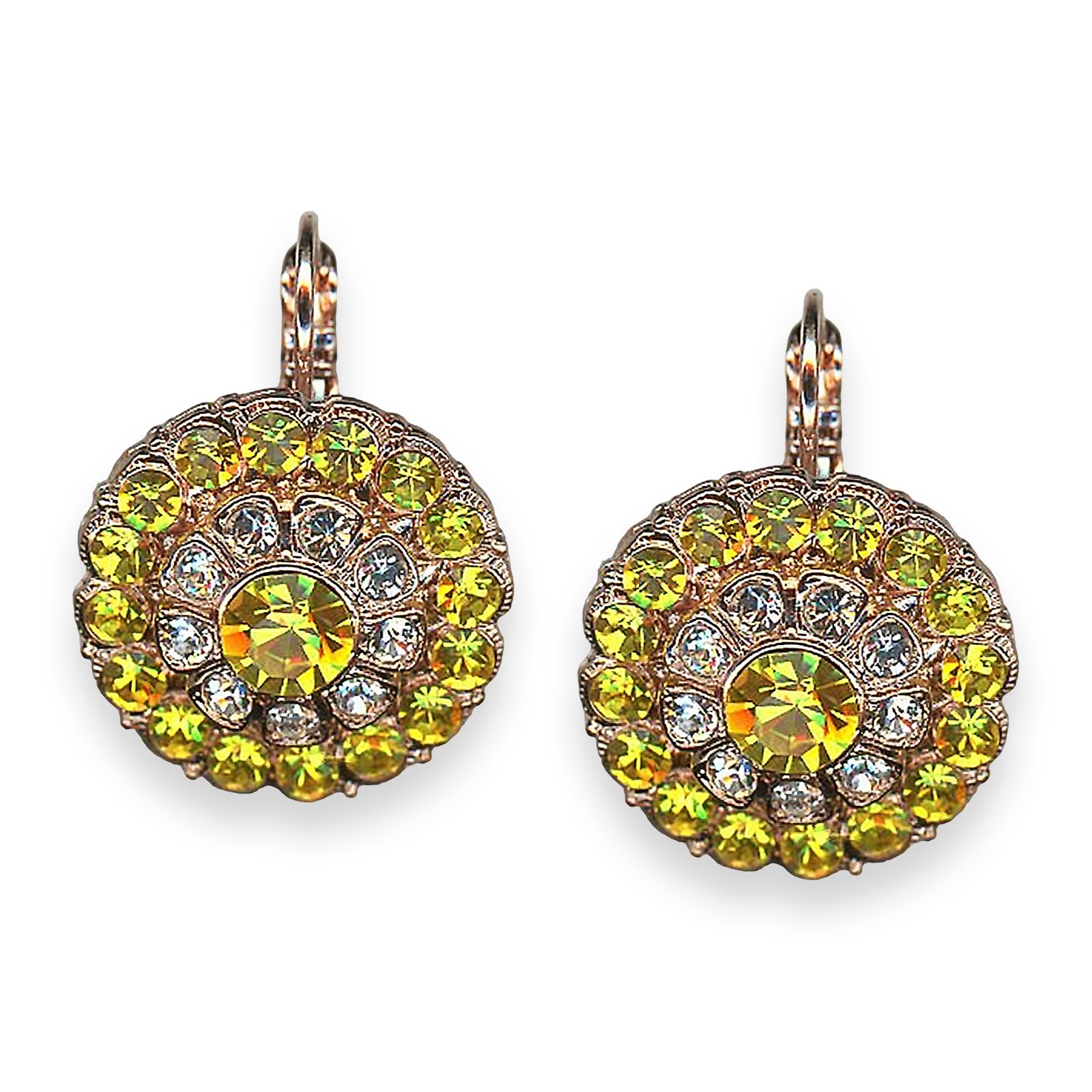E-1131-1-1164-RG6 (1) Earrings by Mariana Fields of Gold Coll. Beautiful Lt Yellow & Clear Austrian Crystals - Image 1