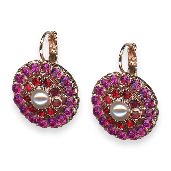 Earrings by Mariana Roxanne Coll. Fab Floral Pearl, Siam, & Fuchsia Austrian Crystals