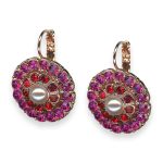Earrings by Mariana Roxanne Coll. Fab Floral Pearl, Siam, & Fuchsia Austrian Crystals - Image 2