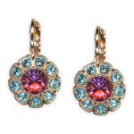 Earrings by Mariana Banana Split Coll. Dainty Floral Rose & Aquamarine Austrian Crystals
