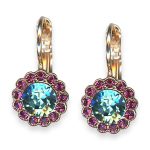 Earrings by Mariana Pretty Woman Coll. Dainty Floral Aqua Blue & Fuchsia Austrian Crystals - Image 3