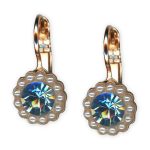Earrings by Mariana Electric Blue Coll. Dainty Floral Aquamarine & Pearl Austrian Crystals - Image 2