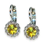 Earrings by Mariana Fields of Gold Coll. Dainty Floral Lt Yellow & Clear Austrian Crystals