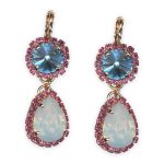 Earrings by Mariana Banana Split Coll. Glamorous Aquamarine, White Opal, & Rose Austrian Crystals - Image 3