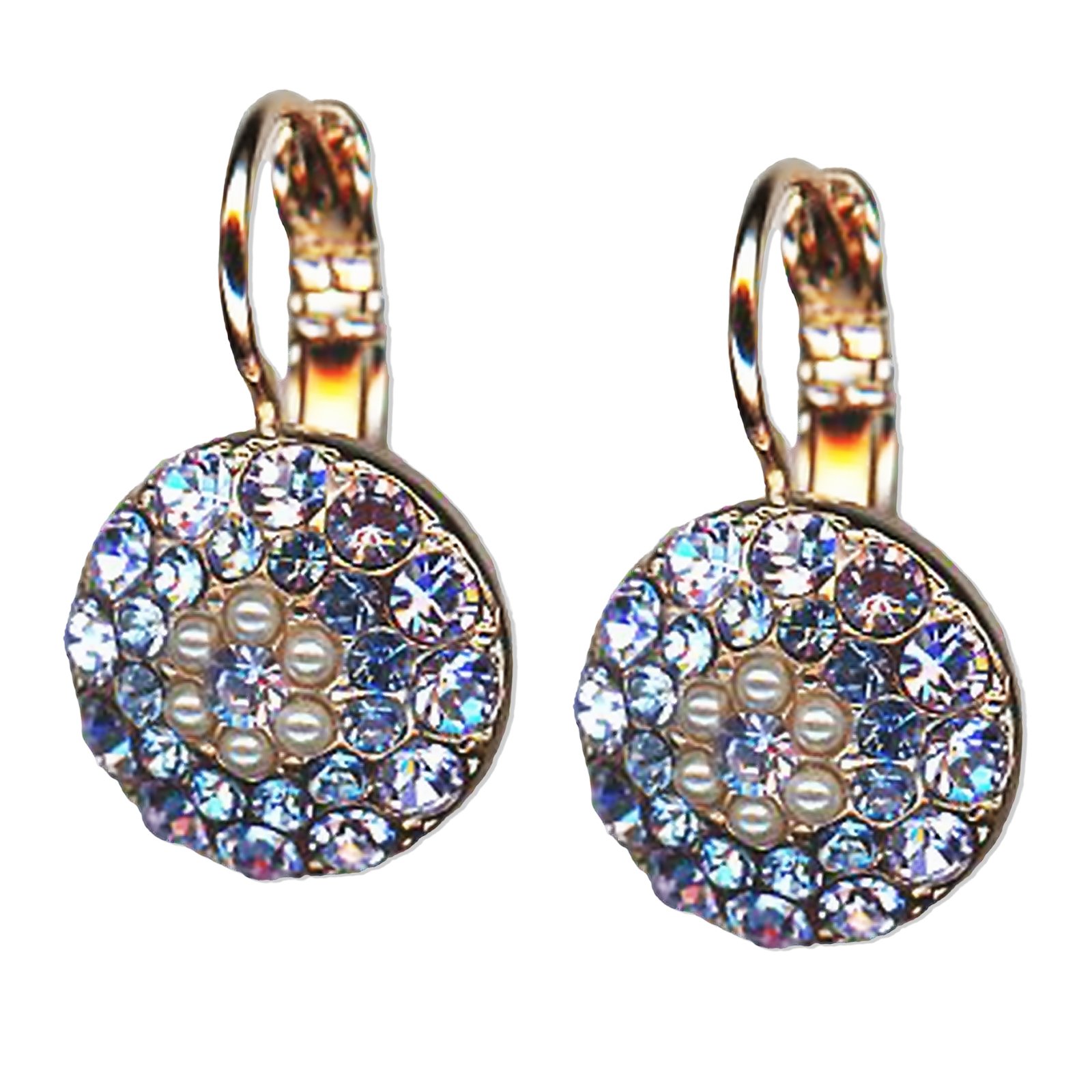 E-1141-1163-RG6 (1) Earrings by Mariana Electric Blue Coll. Adorable Royal Purple & Pearl Austrian Crystals - Image 1
