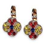 Earrings by Mariana Pretty Woman Coll. Clover Shaped Royal Blue, Siam, & Yellow Austrian Crystals - Image 3