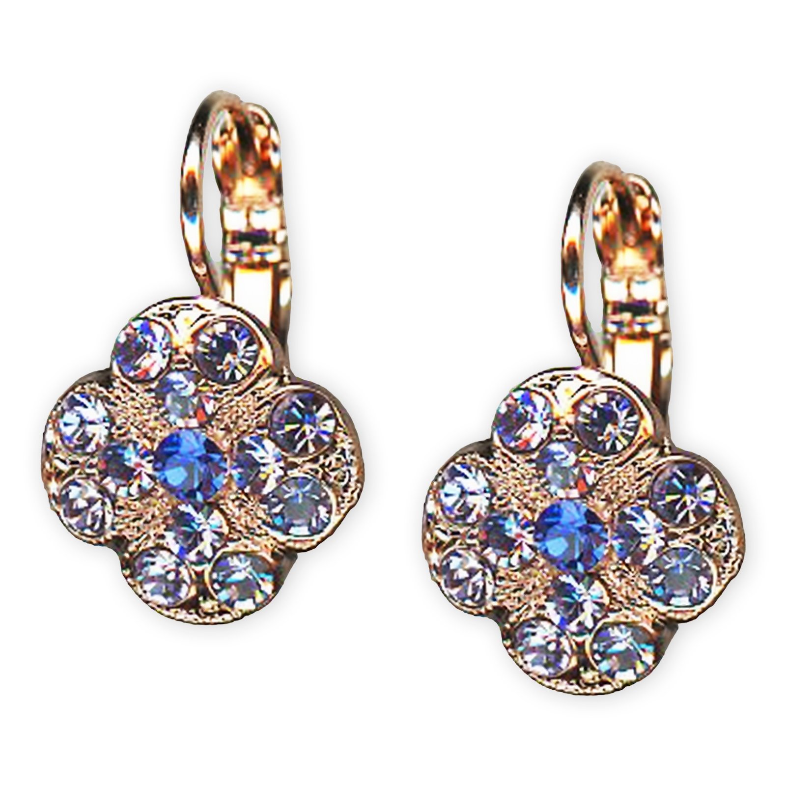 E-1145-1163-RG6 (1) Earrings by Mariana Electric Blue Coll. Clover Shaped Royal Purple & Sapphire Austrian Crystals - Image 1