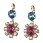 Earrings by Mariana Banana Split Coll. Elegant Aquamarine, Rose, & Coated Pearl Austrian Crystals - Image 3