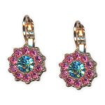 Earrings by Mariana Banana Split Coll. Floral Aquamarine & Rose Austrian Crystals