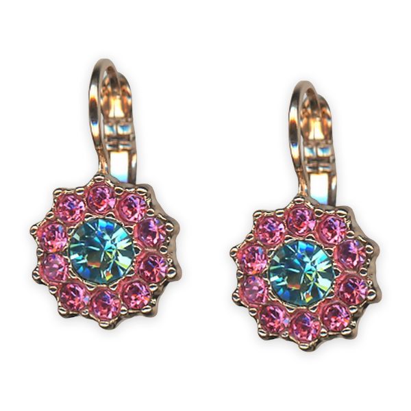 Earrings by Mariana Banana Split Coll. Floral Aquamarine & Rose Austrian Crystals