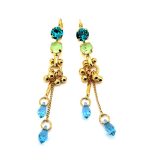 Earrings By Mariana Woman Lovely Blue Zircon and Mint Green Swarovski Crystals - Image 3