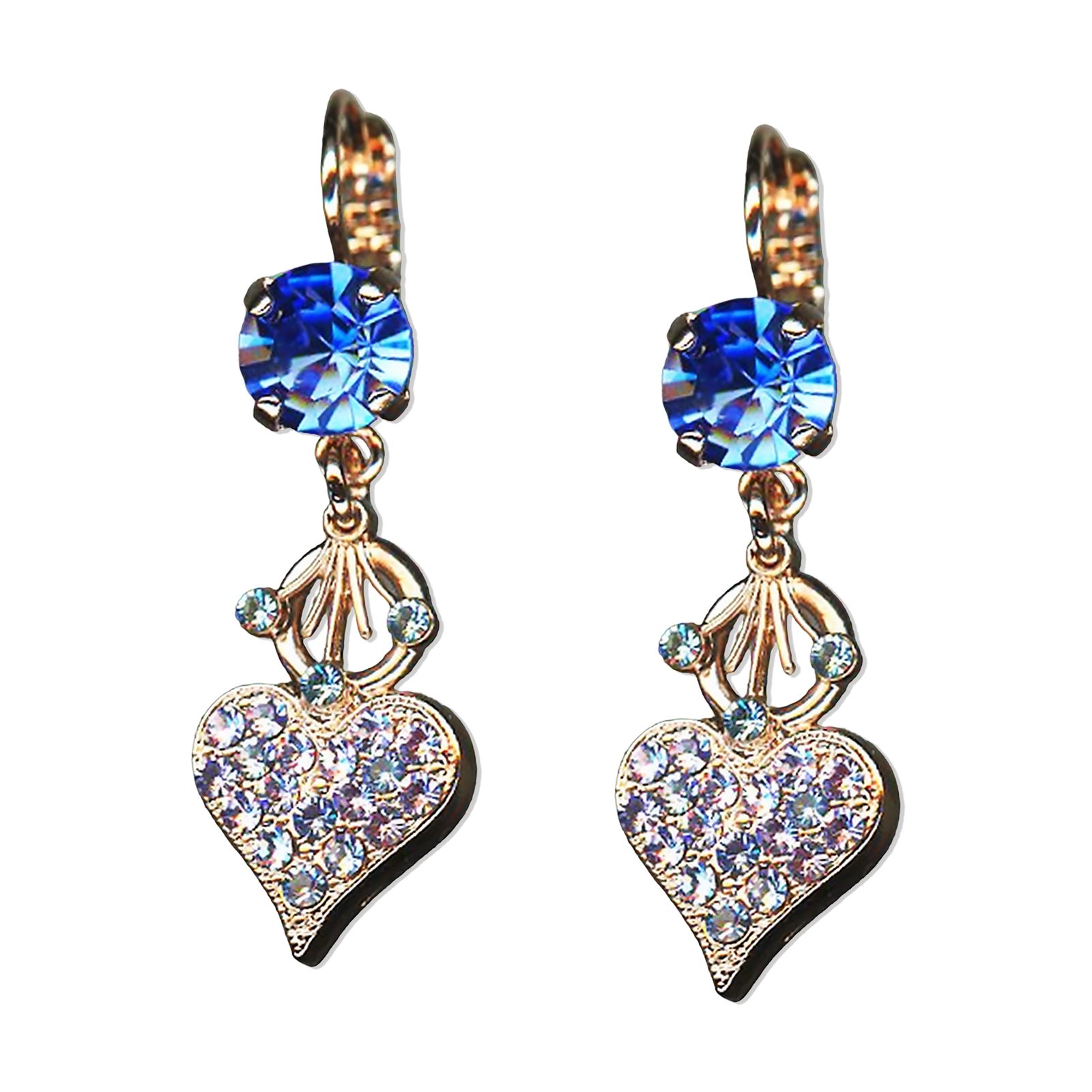 E-1172-1163-RG6 (1) Earrings By Mariana Woman Heart Sapphire and Purple Swarovski Crystals - Image 1
