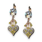 Earrings by Mariana Fields of Gold Coll. Heart Dangling Clear, Lt Yellow, & Moonlight Austrian Crystals - Image 2