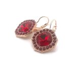 Earrings By Mariana My Treasures Coll. Octagon Cluster Siam & Ruby Austrian Crystals