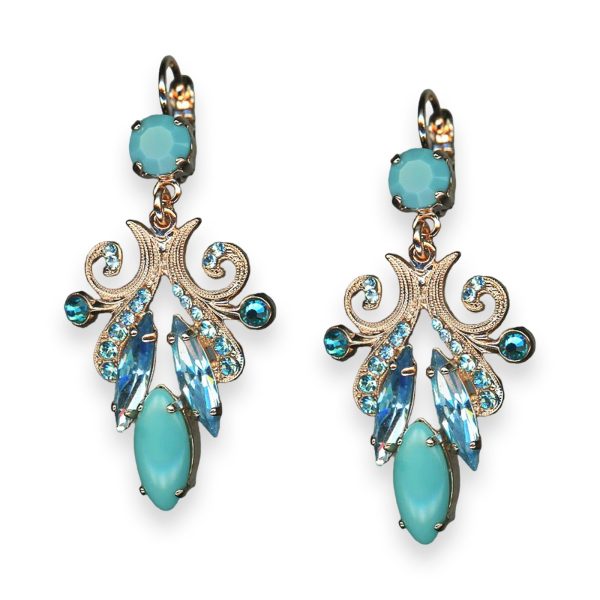 Earrings by Mariana Addicted to Love Coll. Sophisticated Turq, Aquamarine, & Blue Zircon Austrian Crystals