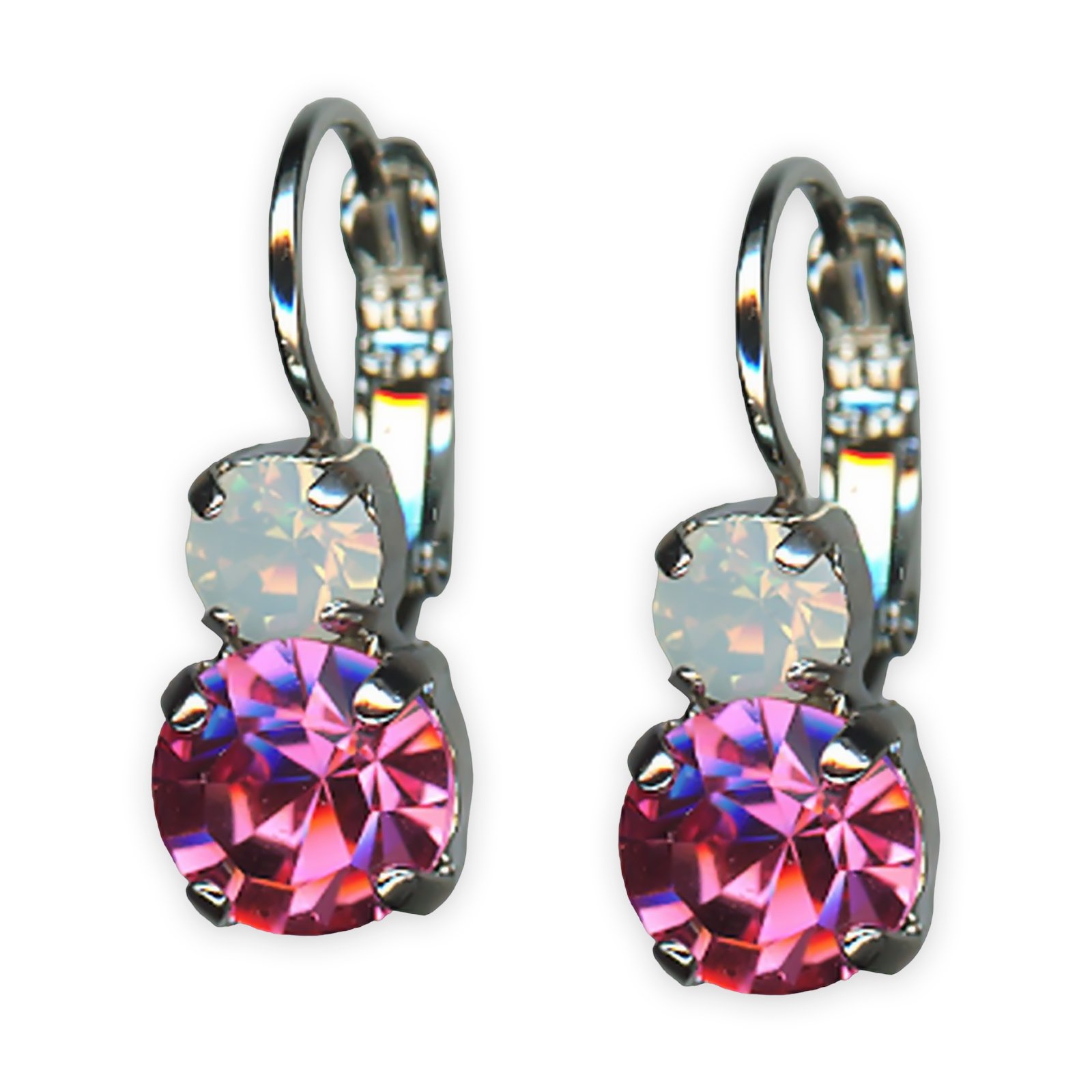 E-1190-1146-SP6 (1) Earrings by Mariana Woman Fab Rose and White Opal Swarovski Crystals - Image 1
