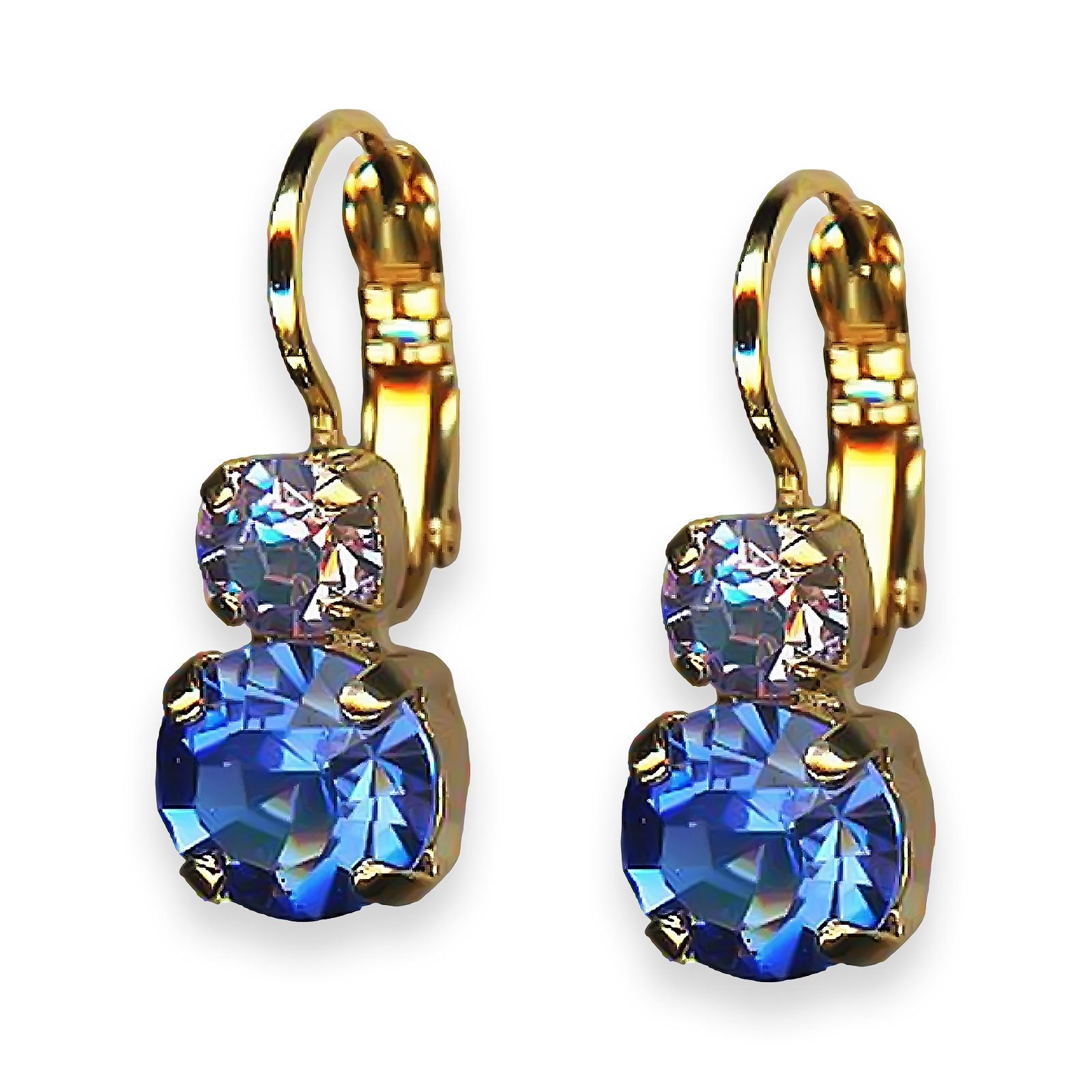 E-1190-1163-YG6 (1) Earrings by Mariana Electric Blue Coll. Dainty Royal Purple & Royal Blue Austrian Crystals - Image 1