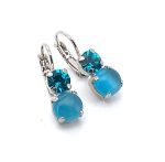 Earrings By Mariana Woman Beautiful Opal and Blue Zircon Swarovski Crystals - Image 2