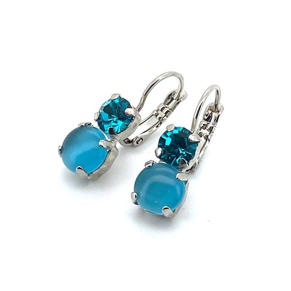 Earrings By Mariana Woman Beautiful Opal and Blue Zircon Swarovski Crystals