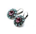 Earrings By Mariana Woman Fab Floral Rose and Aquamarine Swarovski Crystals