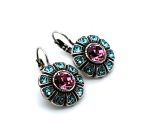 Earrings By Mariana Woman Fab Floral Rose and Aquamarine Swarovski Crystals - Image 3