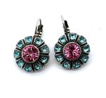 Earrings By Mariana Woman Fab Floral Rose and Aquamarine Swarovski Crystals - Image 2