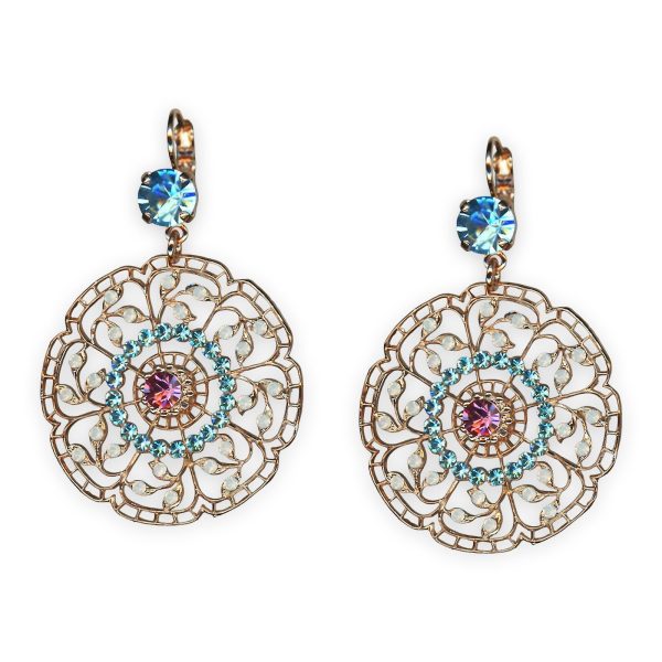 Earrings by Mariana Banana Split Coll. Boho Gypsy Aquamarine, White Opal, & Rose Austrian Crystals