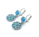 Earrings By Mariana Woman Dangling Blue Opal and Blue Zircon Swarovski Crystals