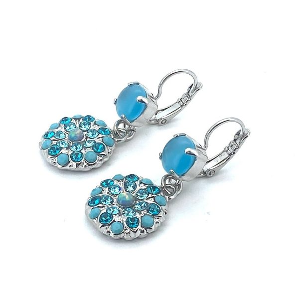 Earrings By Mariana Woman Dangling Blue Opal and Blue Zircon Swarovski Crystals