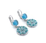 Earrings By Mariana Woman Dangling Blue Opal and Blue Zircon Swarovski Crystals - Image 2