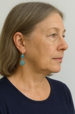 Earrings By Mariana Woman Dangling Blue Opal and Blue Zircon Swarovski Crystals - Image 3