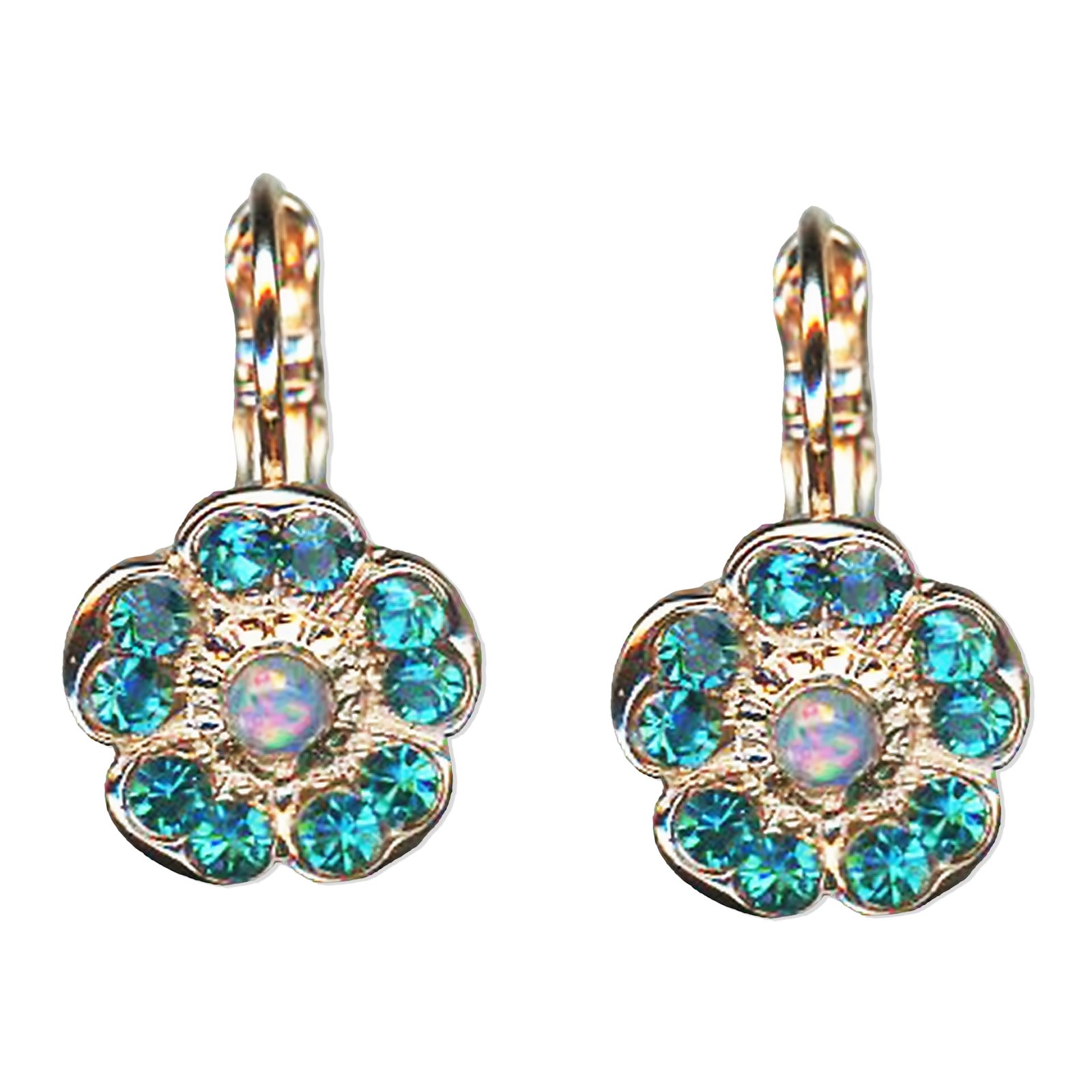 E-1220-1162-RG6 (1) Earrings by Mariana Addicted to Love Coll. Dainty Floral Blue Zircon & Synthetic Opal Austrian Crystals - Image 1