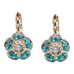 Earrings by Mariana Addicted to Love Coll. Dainty Floral Blue Zircon & Synthetic Opal Austrian Crystals - Image 2