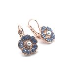 Earrings by Mariana Electric Blue Coll. Floral Aquamarine & Pearl Austrian Crystals - Image 3